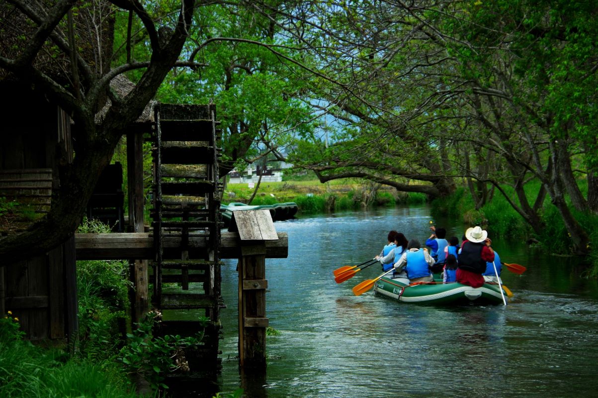 Wasabi Farm Water Wheel and Tategawa River 